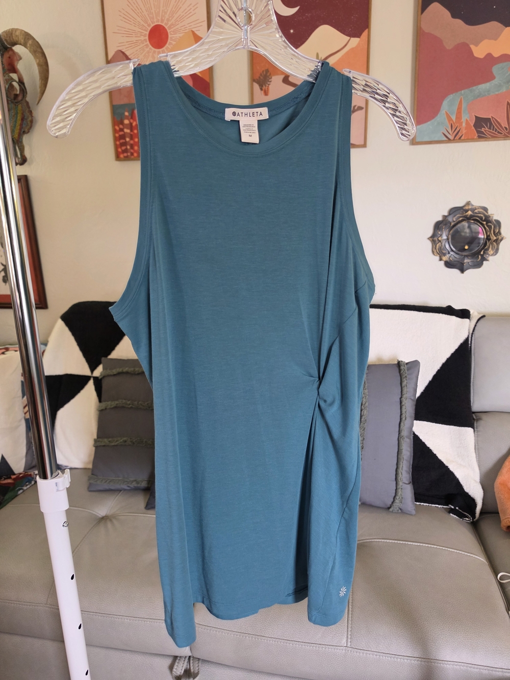 Athleta Teal Twist-Detail Sleeveless Tank